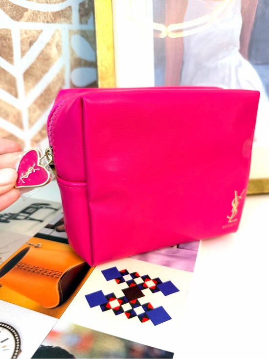 Yves Saint Laurent Handbags - YSL Fuchsia Cosmetic Bag Heart Zipper